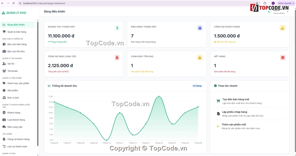 Quản Lý kho,Quản lý kho hàng,quản lý công nợ,quản lý bán hàng,Quản lý sản phẩm,php mysql